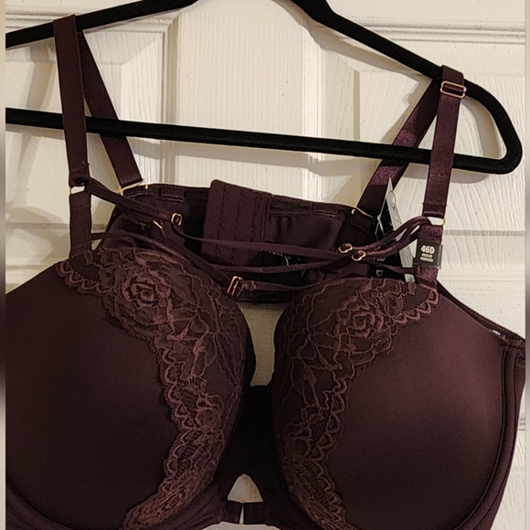 Grape Purple Microfiber Strappy Harness Push-Up Strapless Bra size 46D - Picture 4 of 5